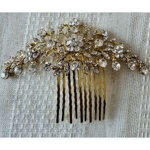 Formal‎ Clear Rhinestone Crystal Hair Comb Hairpin Comb Gold Plated Bridal Prom
